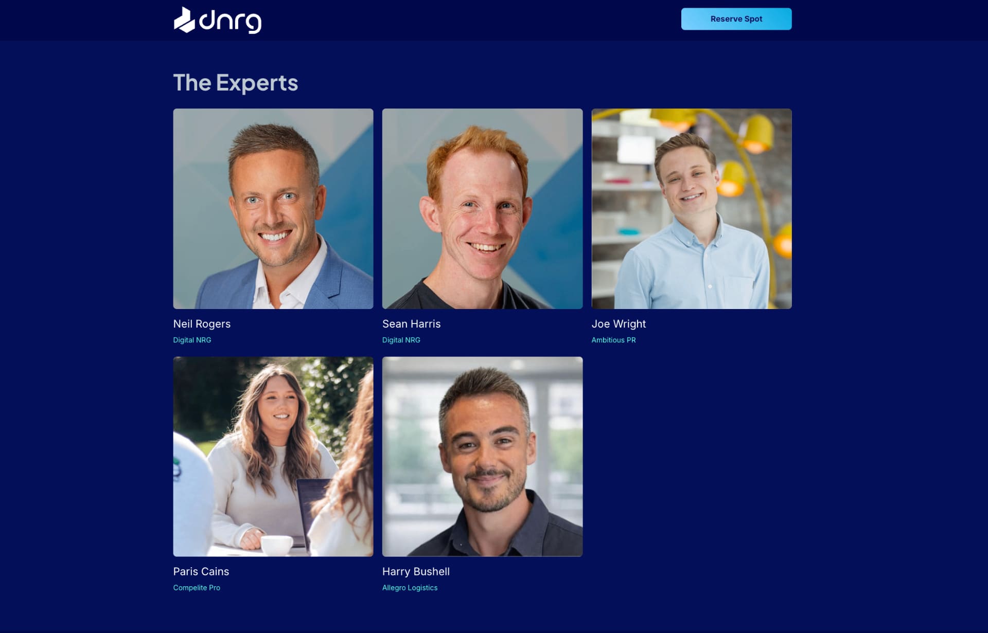 The Experts panel for the DNRG Grow, Scale, Brand event — Neil Rogers, Sean Harris, Joe Wright, Paris Cains and Harry Bushell