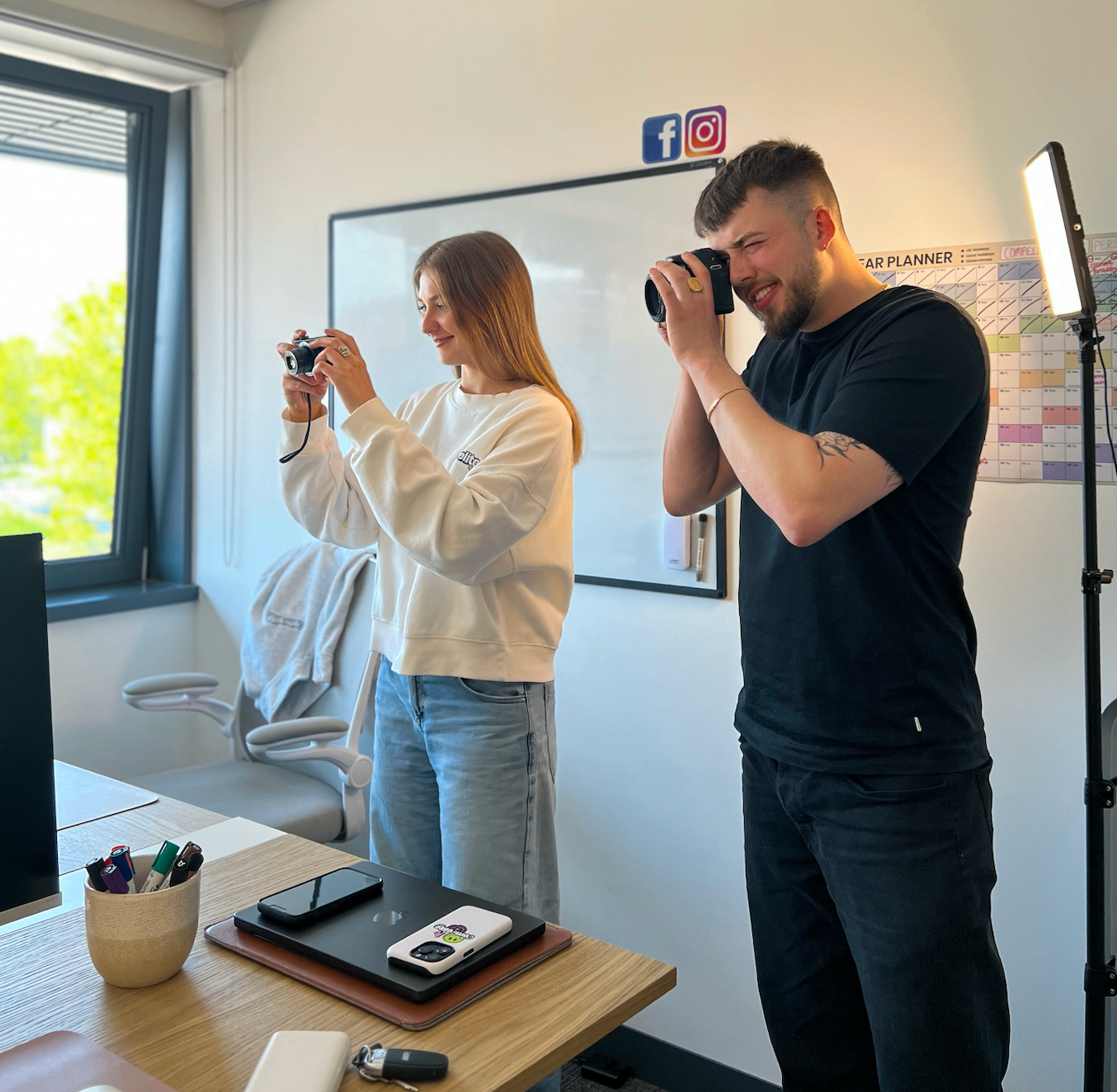 The Compelite Pro team on a content day in the Bristol office