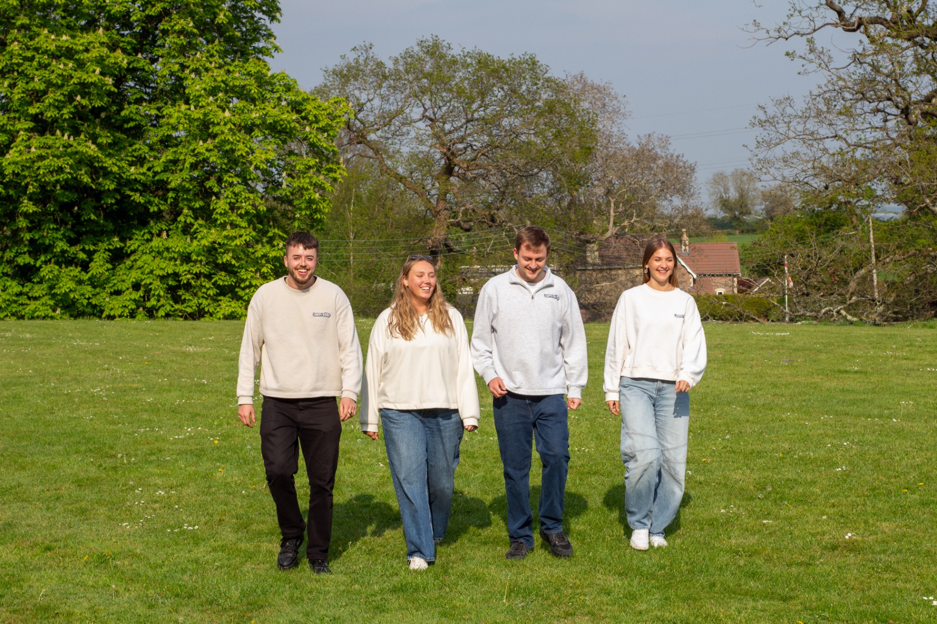The Compelite Pro team walking together in the Bristol countryside