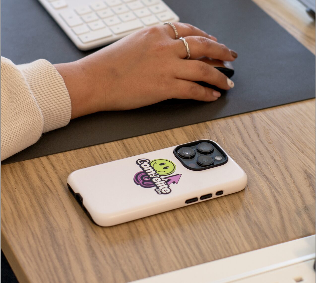 Compelite Pro branded phone showing Facebook engagement for clients
