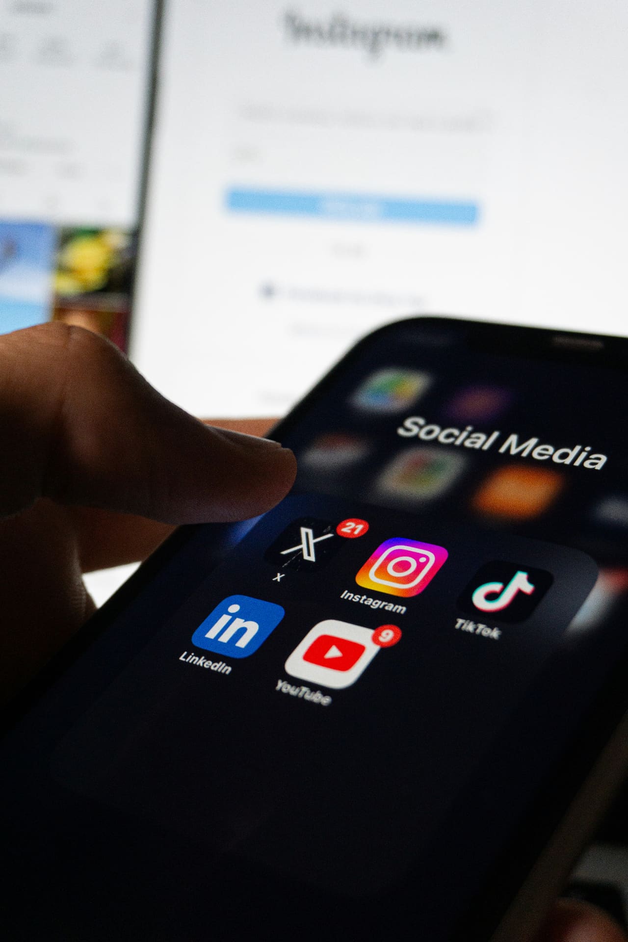 Person scrolling social media on a phone — point-of-view shot